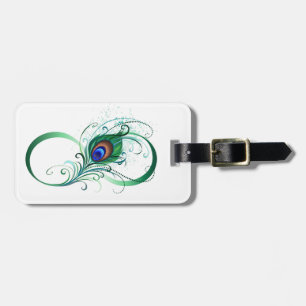 Oändlighetssymbol med Peacock Feather Bagagebricka