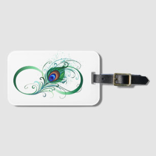 Oändlighetssymbol med Peacock Feather Bagagebricka