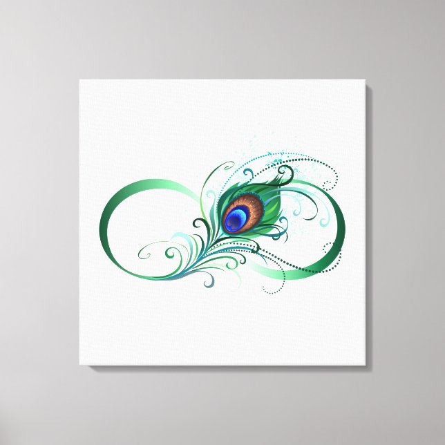Oändlighetssymbol med Peacock Feather Canvastryck (Framsida)