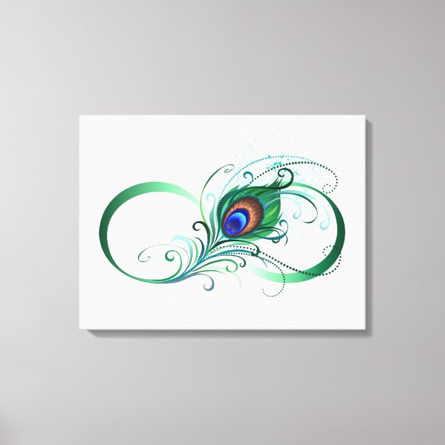 Oändlighetssymbol med Peacock Feather Canvastryck (Framsida)