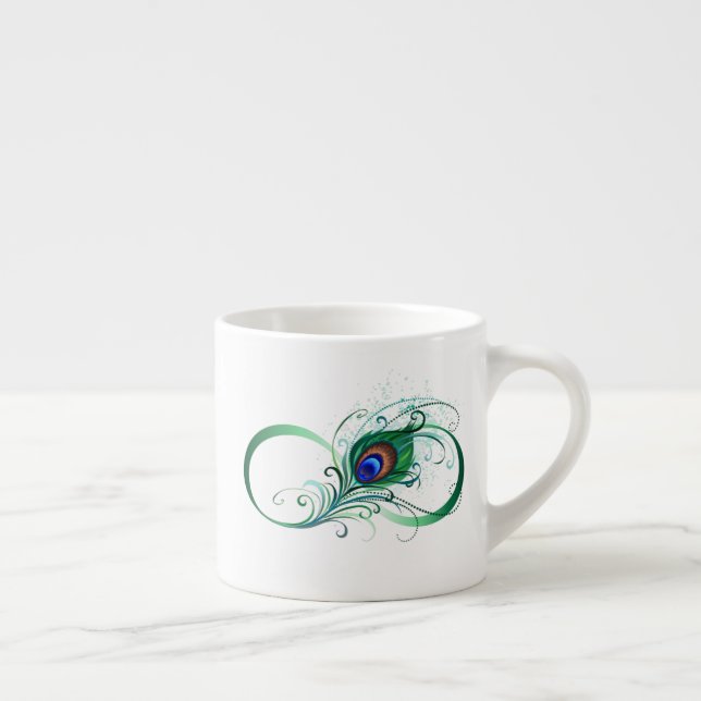 Oändlighetssymbol med Peacock Feather Espressomugg (Höger)
