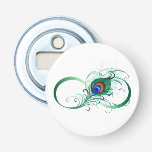 Oändlighetssymbol med Peacock Feather Flasköppnare