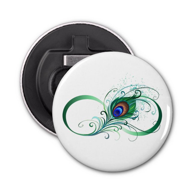 Oändlighetssymbol med Peacock Feather Flasköppnare (Framsidan)