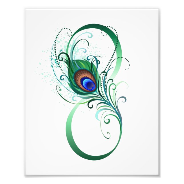 Oändlighetssymbol med Peacock Feather Fototryck (Framsidan)