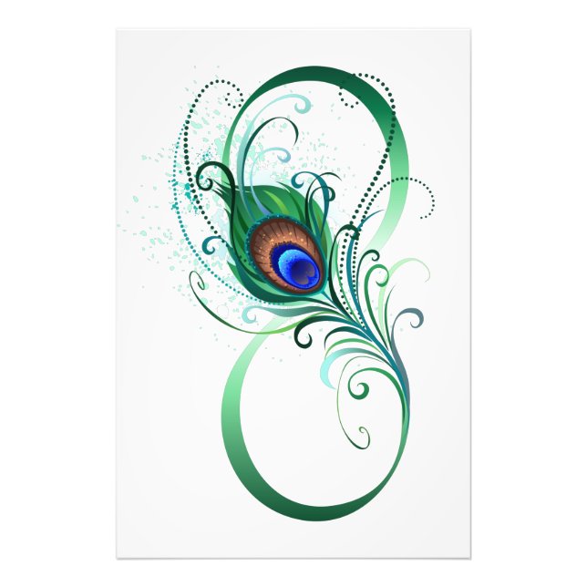 Oändlighetssymbol med Peacock Feather Fototryck (Framsidan)