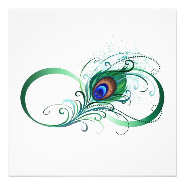 Oändlighetssymbol med Peacock Feather Fototryck (Framsidan)