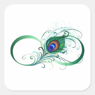 Oändlighetssymbol med Peacock Feather Fyrkantigt Klistermärke
