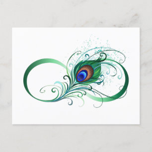 Oändlighetssymbol med Peacock Feather Inbjudan Vykort