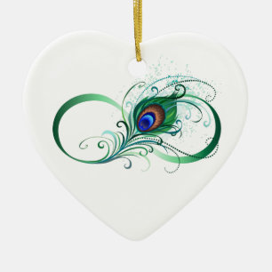 Oändlighetssymbol med Peacock Feather Julgransprydnad Keramik
