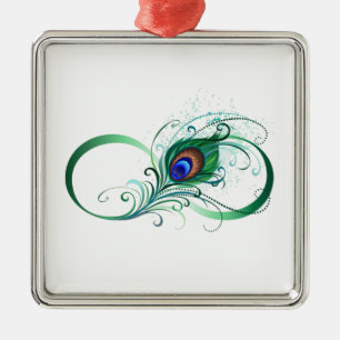 Oändlighetssymbol med Peacock Feather Julgransprydnad Metall