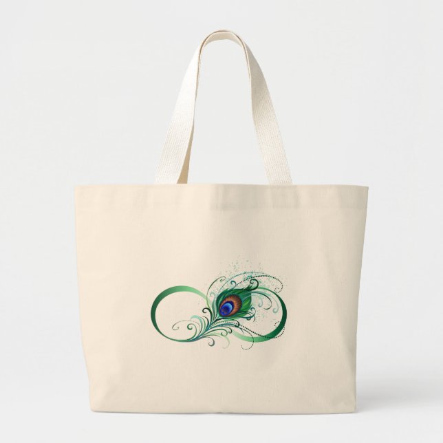 Oändlighetssymbol med Peacock Feather Jumbo Tygkasse (Framsidan)