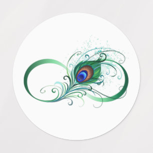 Oändlighetssymbol med Peacock Feather Klistermärke