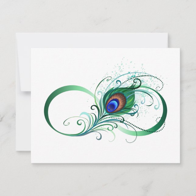 Oändlighetssymbol med Peacock Feather Kort (Framsida)