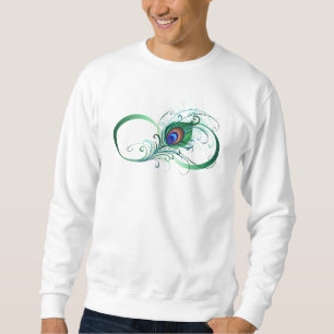 Oändlighetssymbol med Peacock Feather Lång Ärmad Tröja