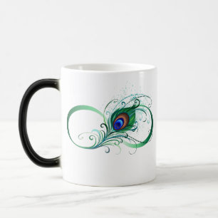 Oändlighetssymbol med Peacock Feather Magisk Mugg