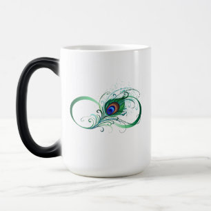 Oändlighetssymbol med Peacock Feather Magisk Mugg