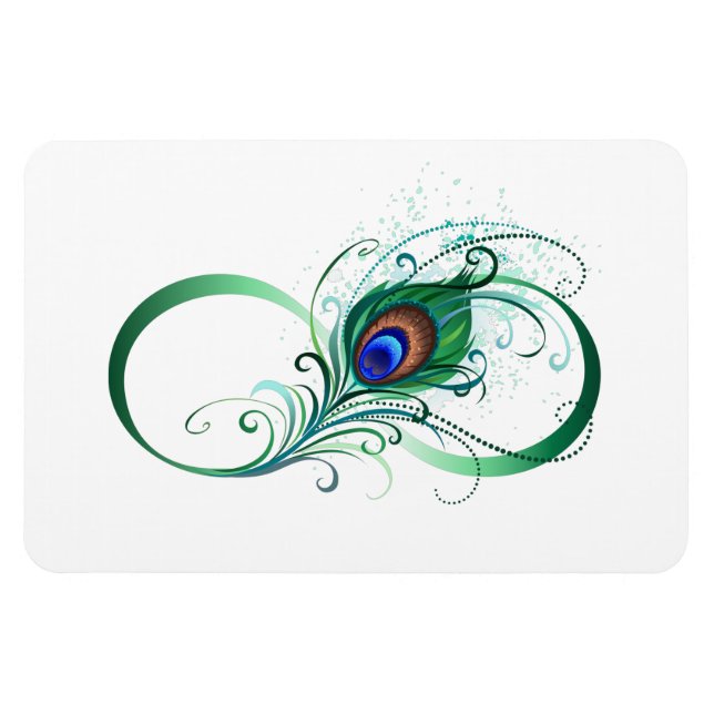 Oändlighetssymbol med Peacock Feather Magnet (Horisontell)