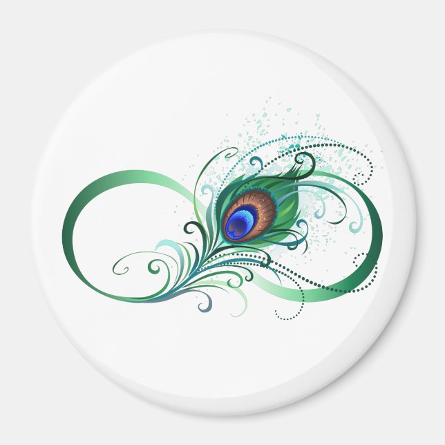 Oändlighetssymbol med Peacock Feather Magnet (Framsidan)