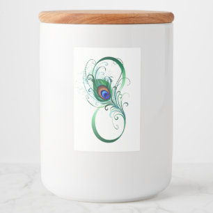 Oändlighetssymbol med Peacock Feather Mat Etikett