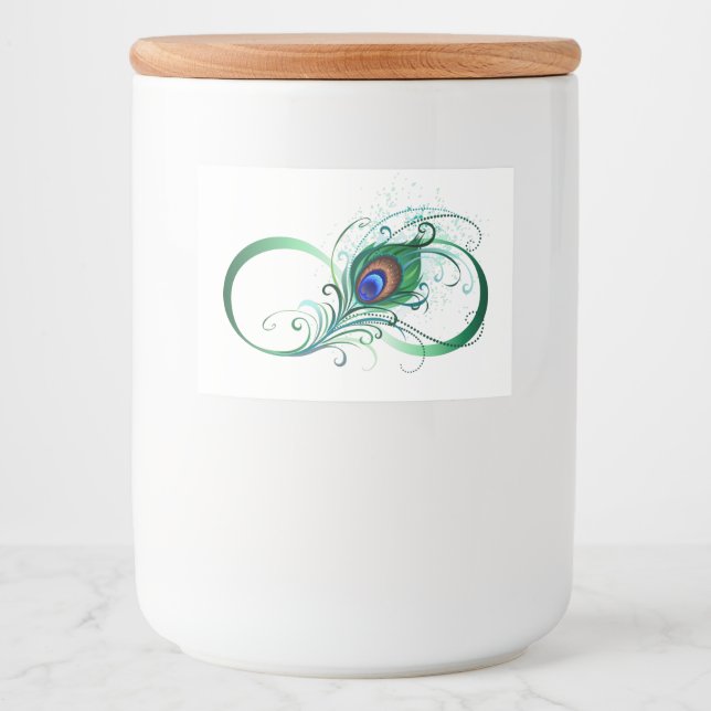 Oändlighetssymbol med Peacock Feather Mat Etiketter (Framsida)