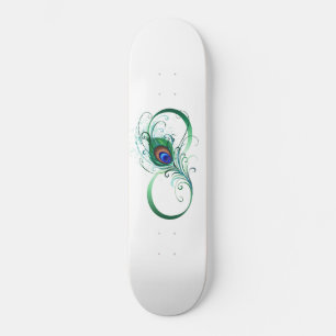 Oändlighetssymbol med Peacock Feather Mini Skateboard Bräda 18,5 Cm