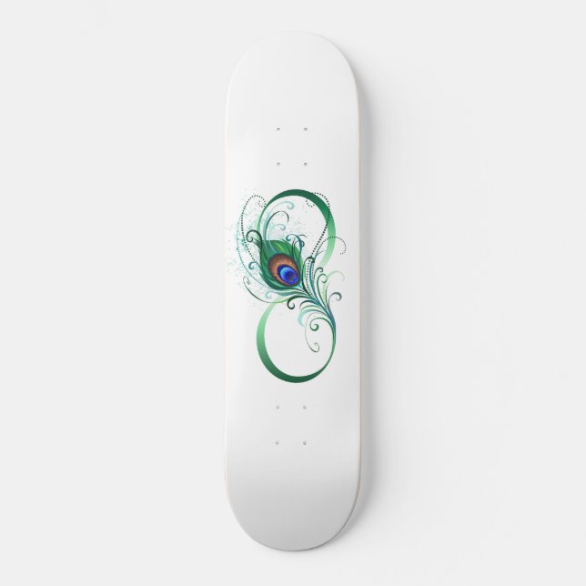 Oändlighetssymbol med Peacock Feather Mini Skateboard Bräda 18,5 Cm (Framsida)