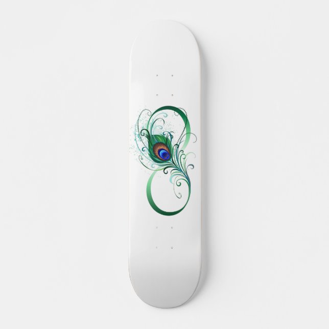 Oändlighetssymbol med Peacock Feather Mini Skateboard Bräda 18,5 Cm (Framsida)