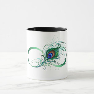 Oändlighetssymbol med Peacock Feather Mugg