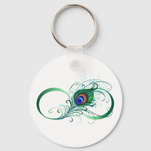 Oändlighetssymbol med Peacock Feather Nyckelring