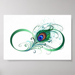 Oändlighetssymbol med Peacock Feather Poster