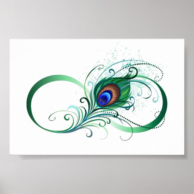 Oändlighetssymbol med Peacock Feather Poster (Framsidan)