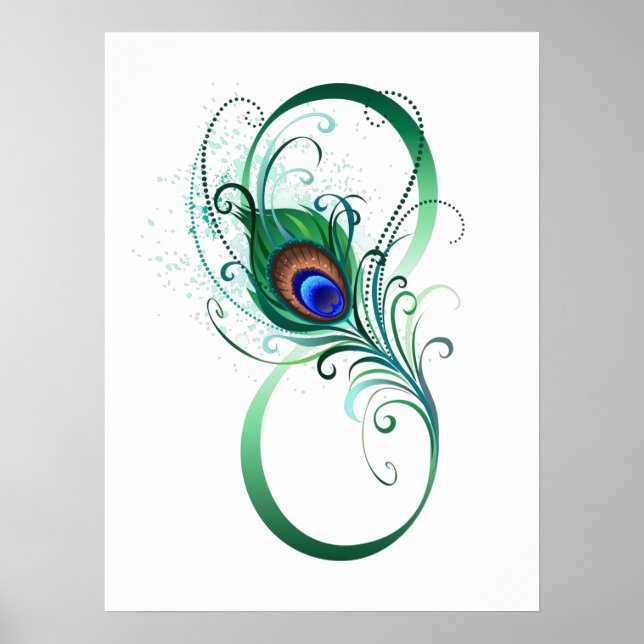 Oändlighetssymbol med Peacock Feather Poster (Framsidan)
