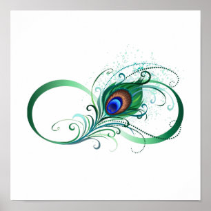 Oändlighetssymbol med Peacock Feather Poster