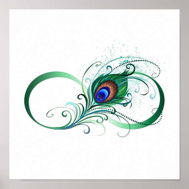 Oändlighetssymbol med Peacock Feather Poster (Framsidan)