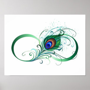 Oändlighetssymbol med Peacock Feather Poster