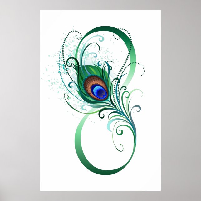Oändlighetssymbol med Peacock Feather Poster (Framsidan)