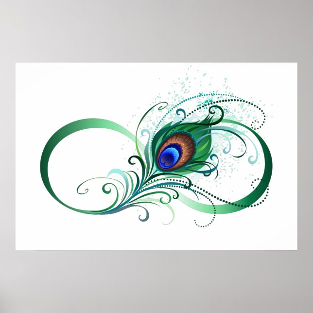 Oändlighetssymbol med Peacock Feather Poster (Framsidan)