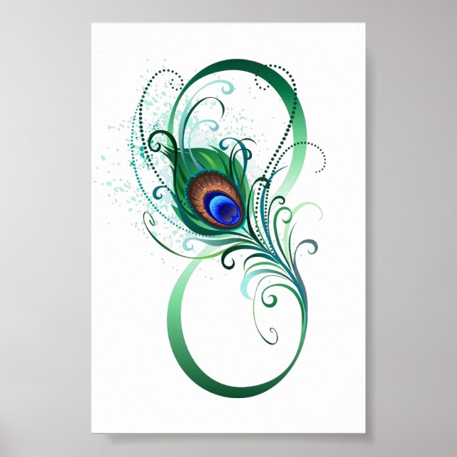 Oändlighetssymbol med Peacock Feather Poster (Framsidan)