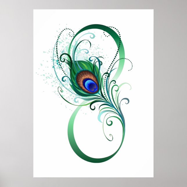 Oändlighetssymbol med Peacock Feather Poster (Framsidan)