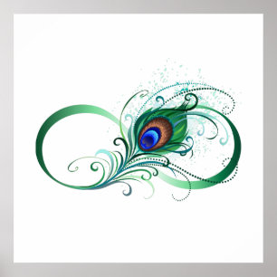 Oändlighetssymbol med Peacock Feather Poster