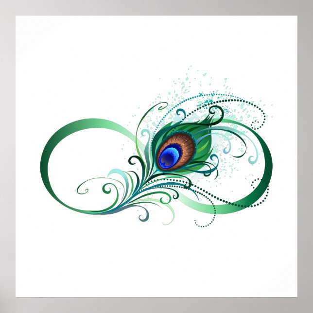 Oändlighetssymbol med Peacock Feather Poster (Framsidan)