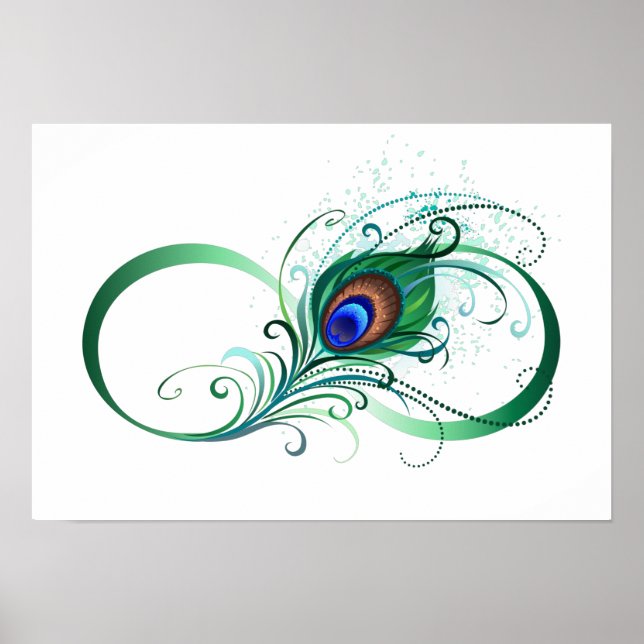 Oändlighetssymbol med Peacock Feather Poster (Framsidan)