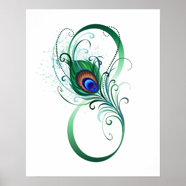 Oändlighetssymbol med Peacock Feather Poster (Framsidan)