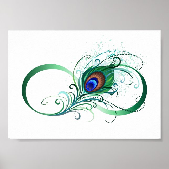 Oändlighetssymbol med Peacock Feather Poster (Framsidan)