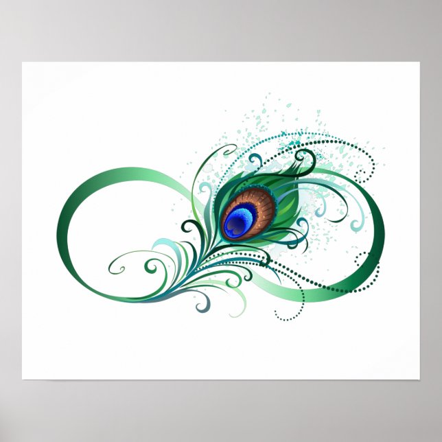 Oändlighetssymbol med Peacock Feather Poster (Framsidan)