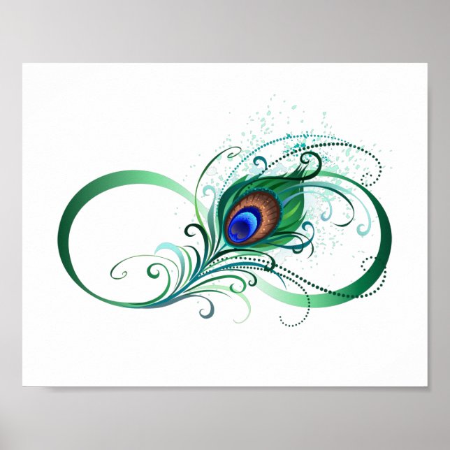 Oändlighetssymbol med Peacock Feather Poster (Framsidan)