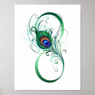 Oändlighetssymbol med Peacock Feather Poster