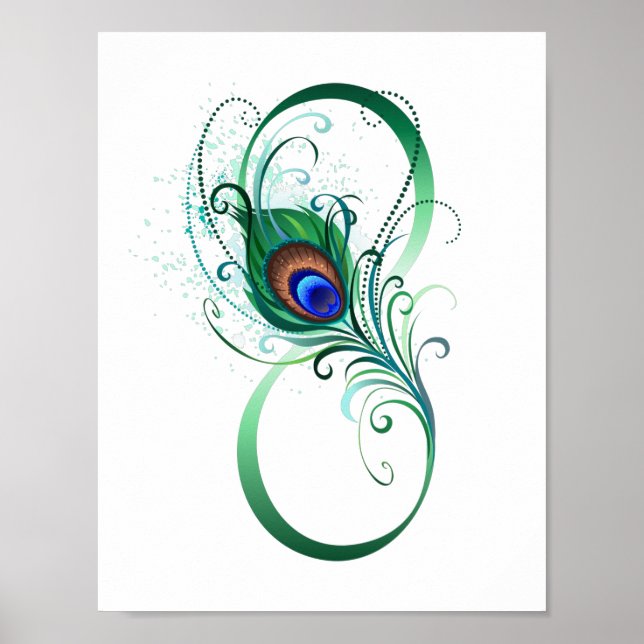 Oändlighetssymbol med Peacock Feather Poster (Framsidan)