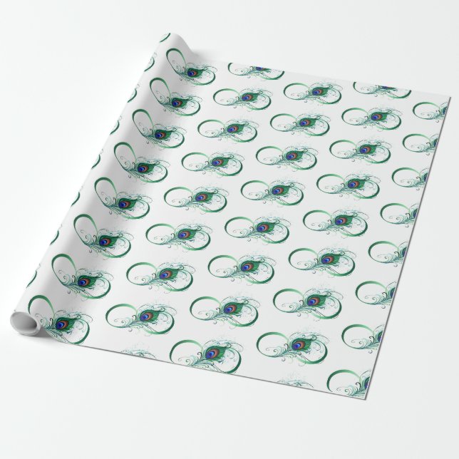 Oändlighetssymbol med Peacock Feather Presentpapper (Utrullad)