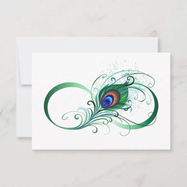 Oändlighetssymbol med Peacock Feather Spara Datumet (Framsida)